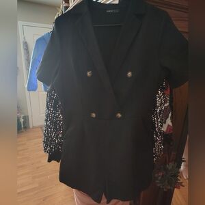 SHEIN Black Double-Breasted Jumpsuit